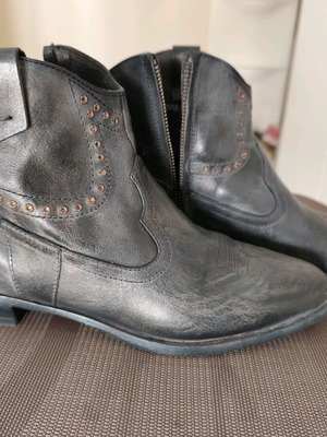 Cowboy boots used, leather gray size 40, 3cm heel