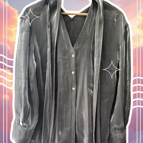 Zara Silver Shiny Shirt Like New, Size Small