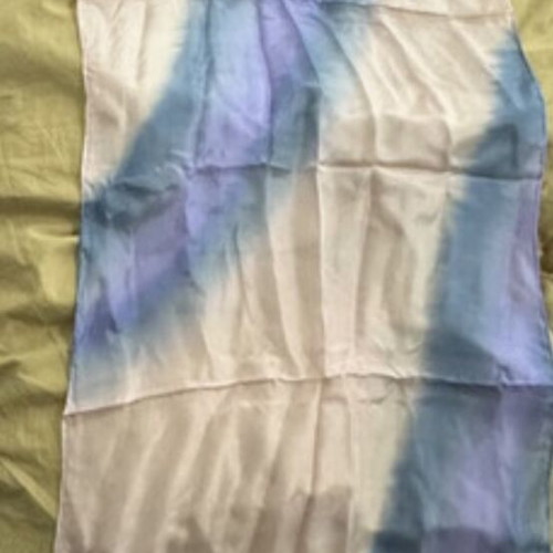 Silk scarf-large, like new, blue and pink, handmade
