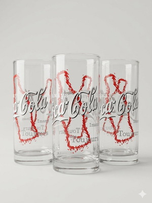Coca Cola glass set of 3 new, large 0.5lt