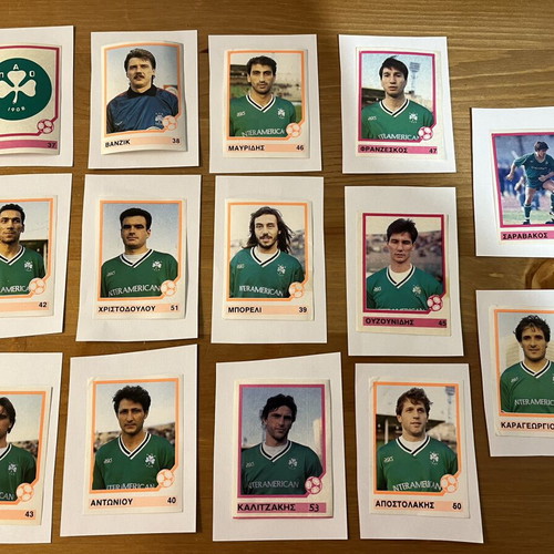 Panathinaikos Football Stickers used, set of 14 from 1993