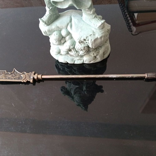 Collectible Guan Yu Statue with Metal Guan Dao Weapon, New
