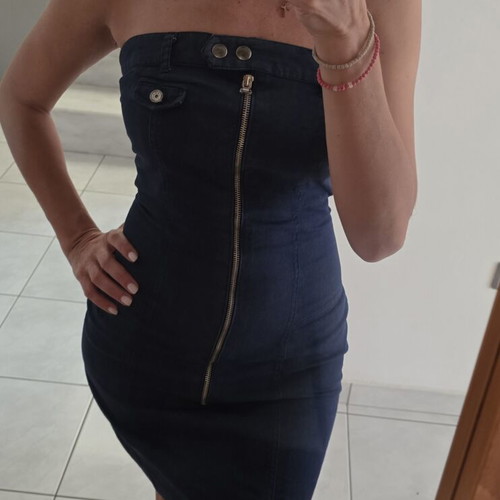 Strapless denim dress dark blue, like new, Paranoia