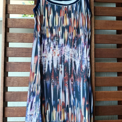 Summer dress with abstract print XL like new, multicolor