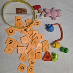 Various toy pieces used