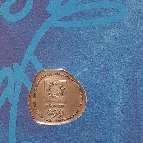 Silver commemorative medal Athens 2004 with authentic case like new