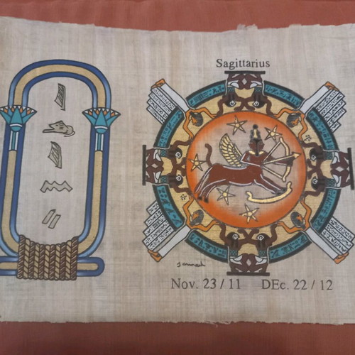 Papyrus with Sagittarius zodiac used from Egypt