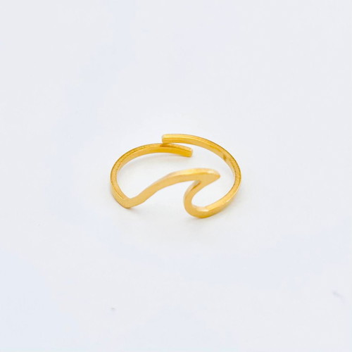 Adjustable ring made of gold stainless steel with wave new