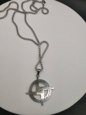 Κολιέ Celtic cross unisex από ανοξείδωτο ατσάλι καινούργιο ασημί