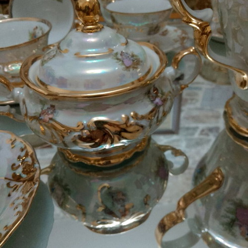 Vintage Wałbrzych Polish porcelain set with gold details like new