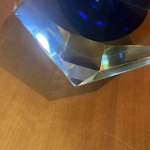 Vintage Murano σταχτοδοχείο cobalt blue μεταχειρισμένο, χειροποίητο ιταλικό γυαλί