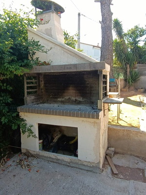 Barbeque with chimney used