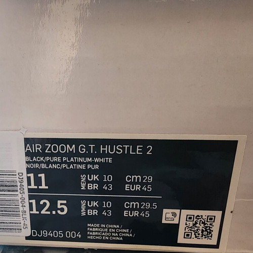 Nike Air Zoom GT Hustle 2 new basketball shoes size 45 black