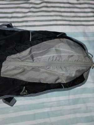 Backpack used, lightweight material, black and gray