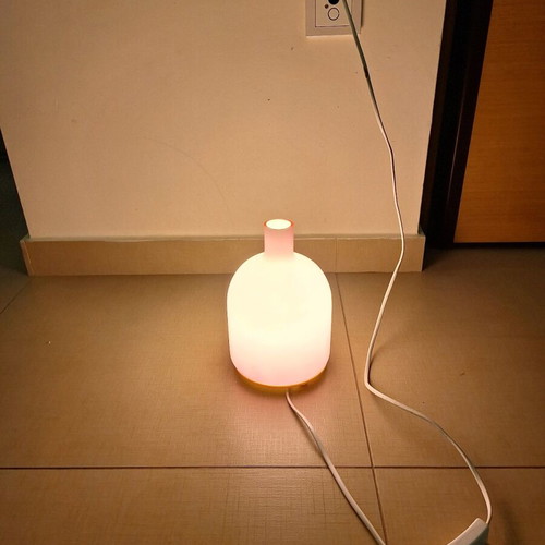 Glass bedside table lamp like new, pink