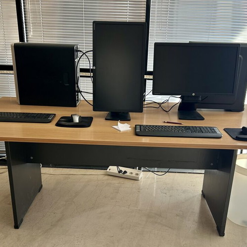 SATO Meeting Table and 6 Red Chairs like new
