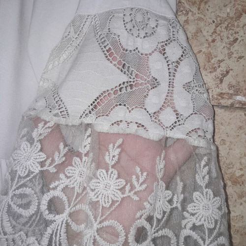 Cacharel women's blouse like new with lace beige, sizes XL to 4XL