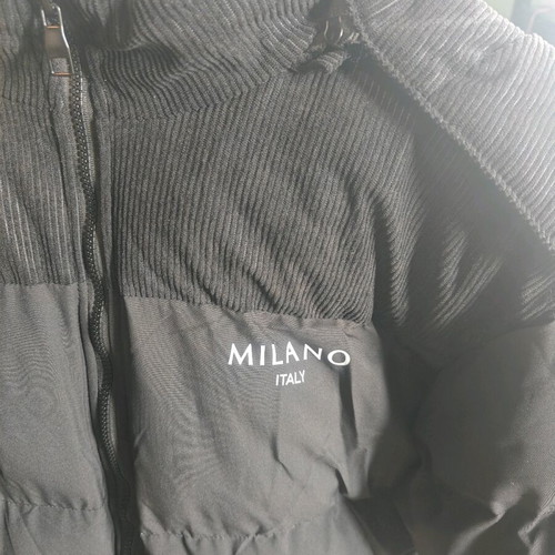 Men's puffer jacket new with hood, black, size M