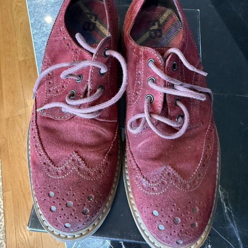 Franco Banetti Burgundy Suede Wingtip Brogue Oxford Derby Shoes, size 43