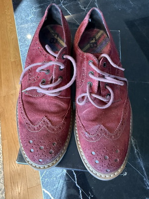 Franco Banetti Burgundy Suede Wingtip Brogue Oxford Derby Shoes, size 43