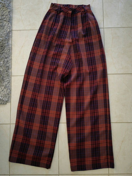 OLIVE CHEQUERED PANTS - VASSIA KOSTARA