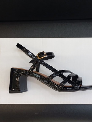 Tamaris sandals with medium heel, anti shock and touch it sole, black