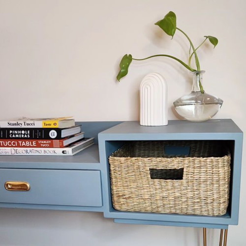 Retro recycled console like new with wicker basket