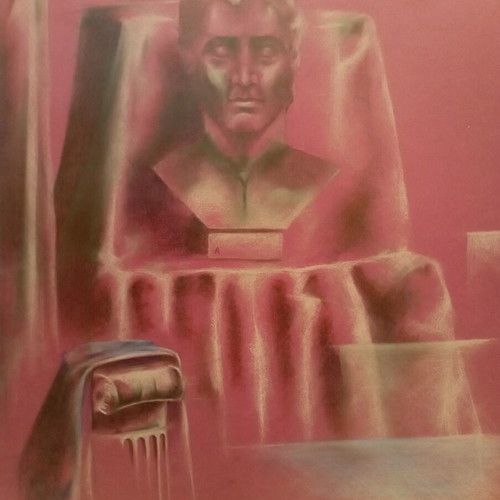 Alexander the Great bust drawing with pencil and pastel, new