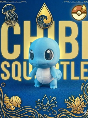 Chibi Squirtle figure 3D printed, new