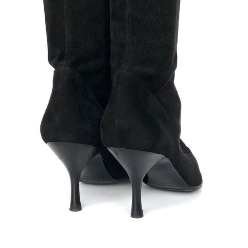 Sergio Rossi black stretch suede boots used, size 38.5