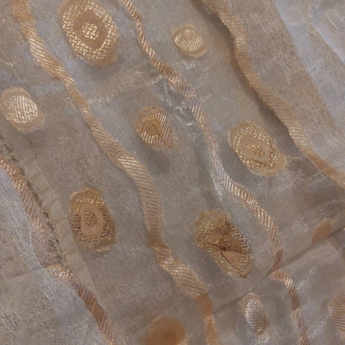 Silk Table Runner Soufli new with decorative gold stripes and lace