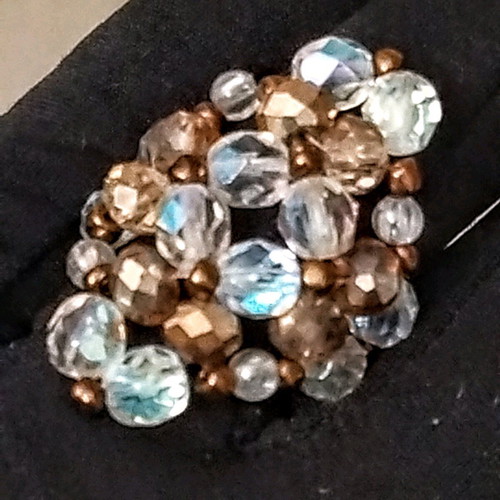 Handmade beaded ring multicolored, new, size 21-22