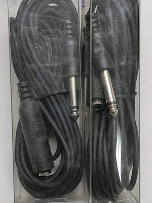 Mono plug 6.3 mm male to 6.3 mm female cables, pack of 2, new, 5 meters