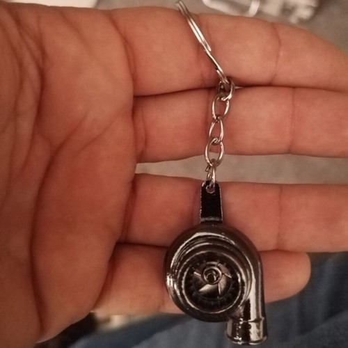 Turbo car keychain new, gray and silver