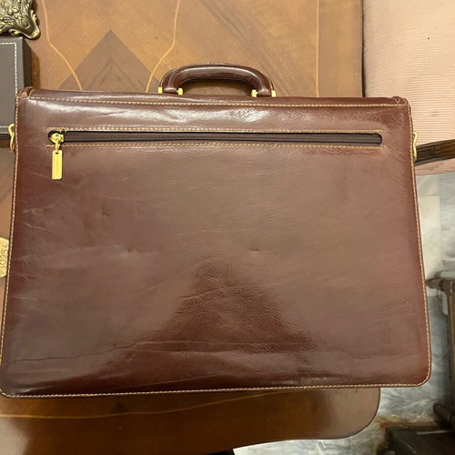Ted Lepidus leather briefcase brown new unused