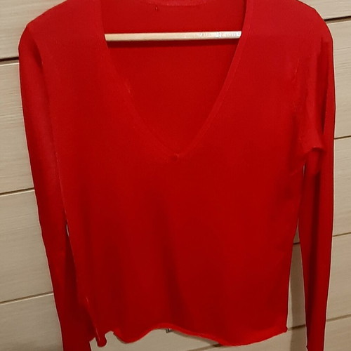 Zara cocktail blouse medium red long sleeve knit like new