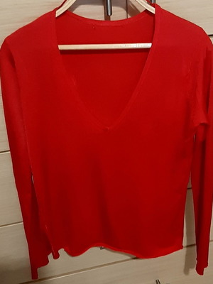 Zara cocktail blouse medium red long sleeve knit like new