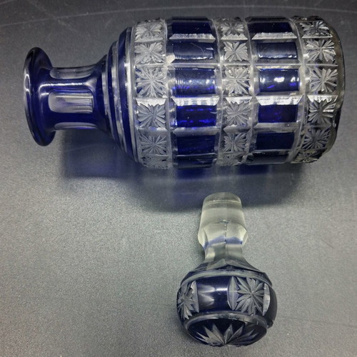 Vintage Bohemian Cut-to-Clear Crystal Perfume Bottle 15cm used