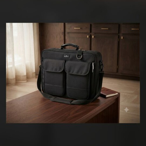 Manhattan laptop bag used with two zippered compartments black