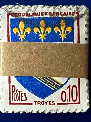 French stamps pack with about 40 identical Troyes coat of arms, like new