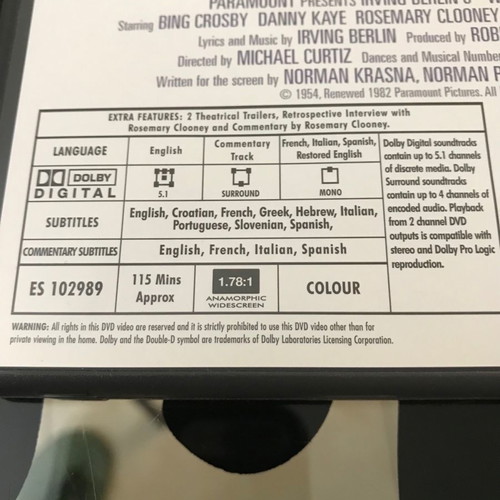 White Christmas DVD used with Greek subtitles