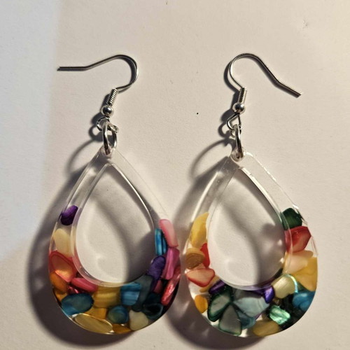 Earrings made of resin with stones new, handmade