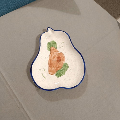Vintage ceramic plates set of 2 handpainted pear and apple