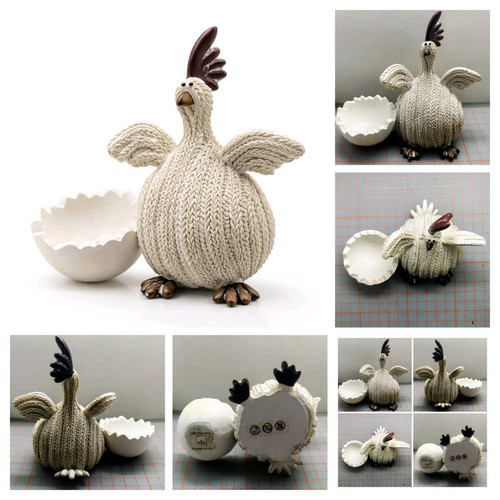 Polyresin hen egg holder like new, Easter decorative by SIA Home Fashion