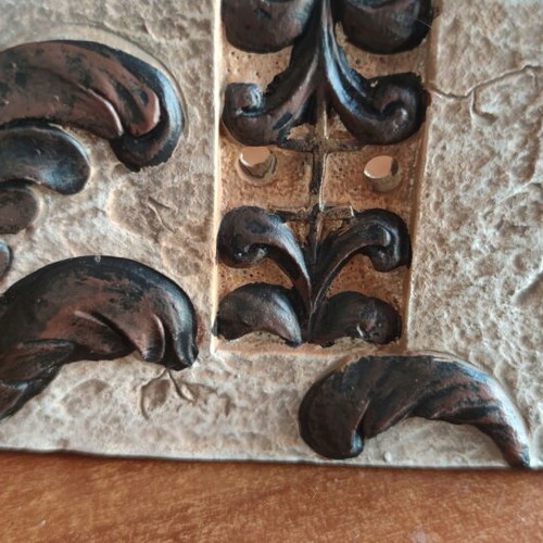 Decorative table candle holder with embossed cross, like new