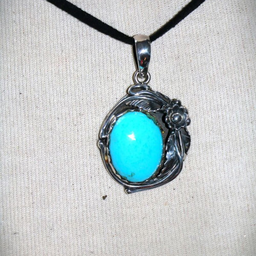 Turquoise Silver 925 Sterling Navajo Indian Pendant Necklace new