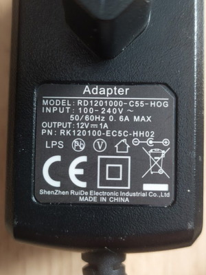 Адаптер 12V 1A модел RD 1201000-C55-HOG като нов