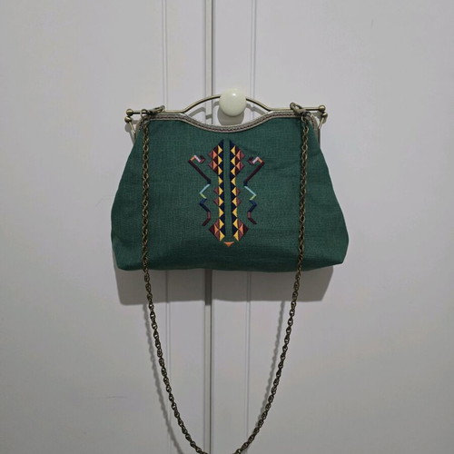 Handmade shoulder bag new, multicolored green