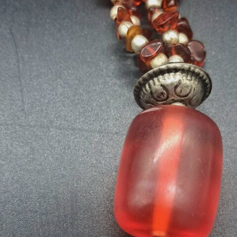 Vintage Ethnic Statement Necklace with Natural Carnelian Agate, used