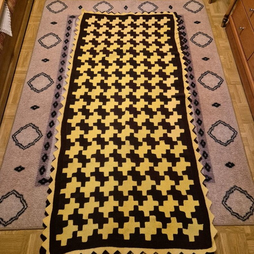 Handmade wool blanket set of 2, like new, mustard and brown